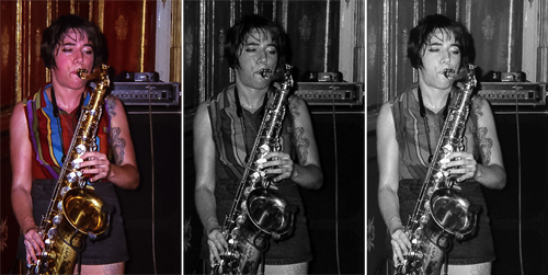 Scanned color film (Agfa Vista 400) -> B&W straight conversion (dark skin tone) -> B&W with WB & red channel correction